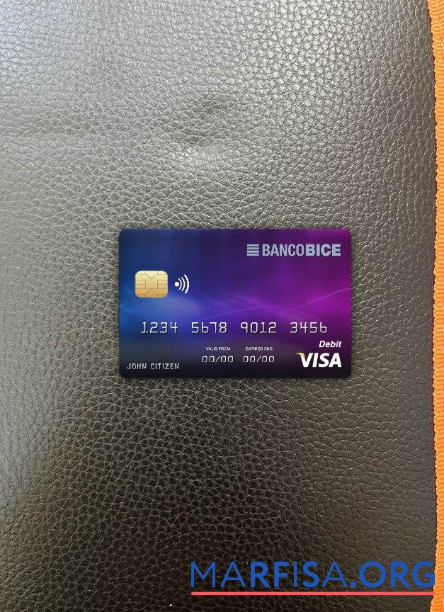 Downloadable Chile BICE bank visa card photolook front download for verification